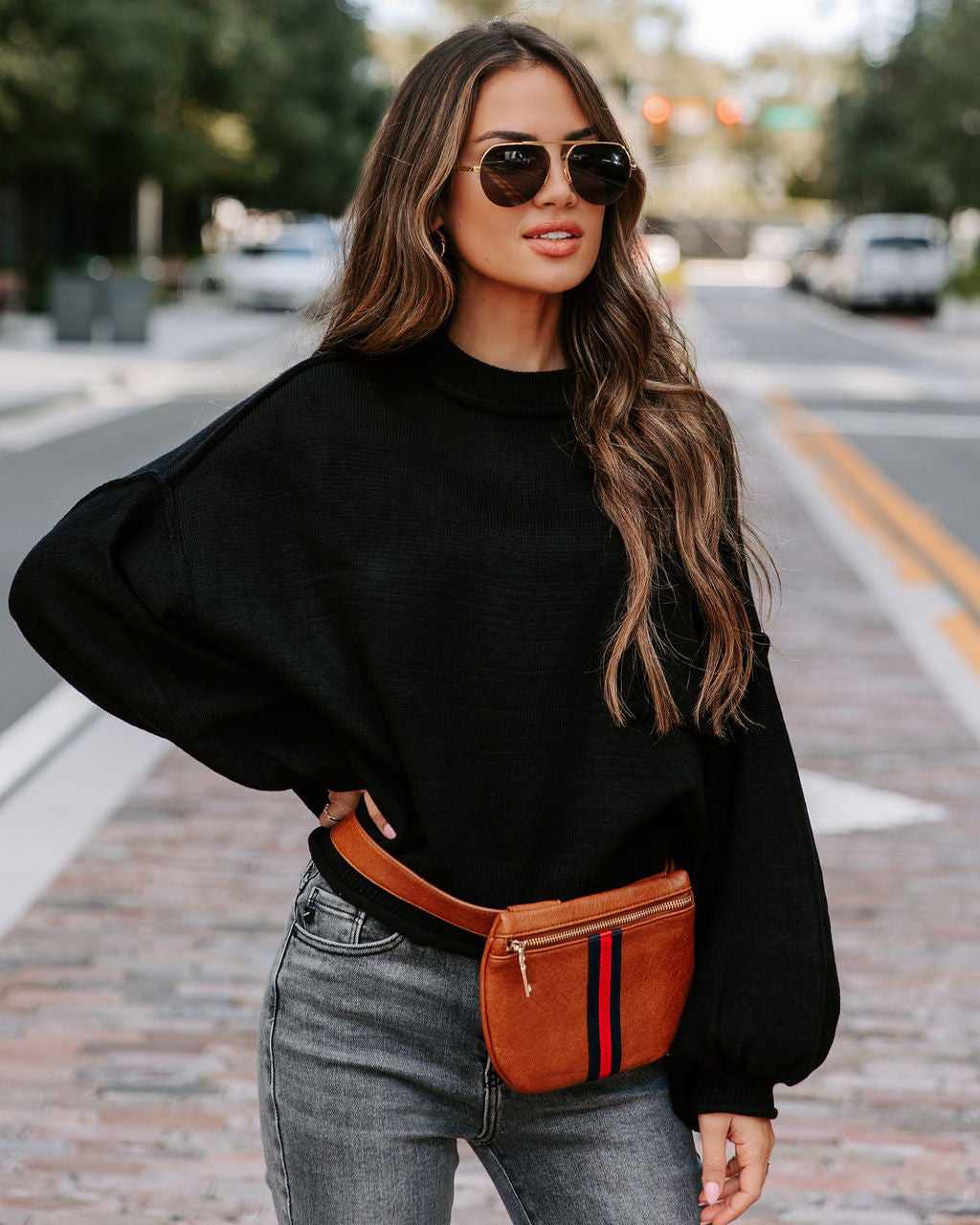 Mountain Gem Cotton Relaxed Sweater - Faded Black - Se7enfashion