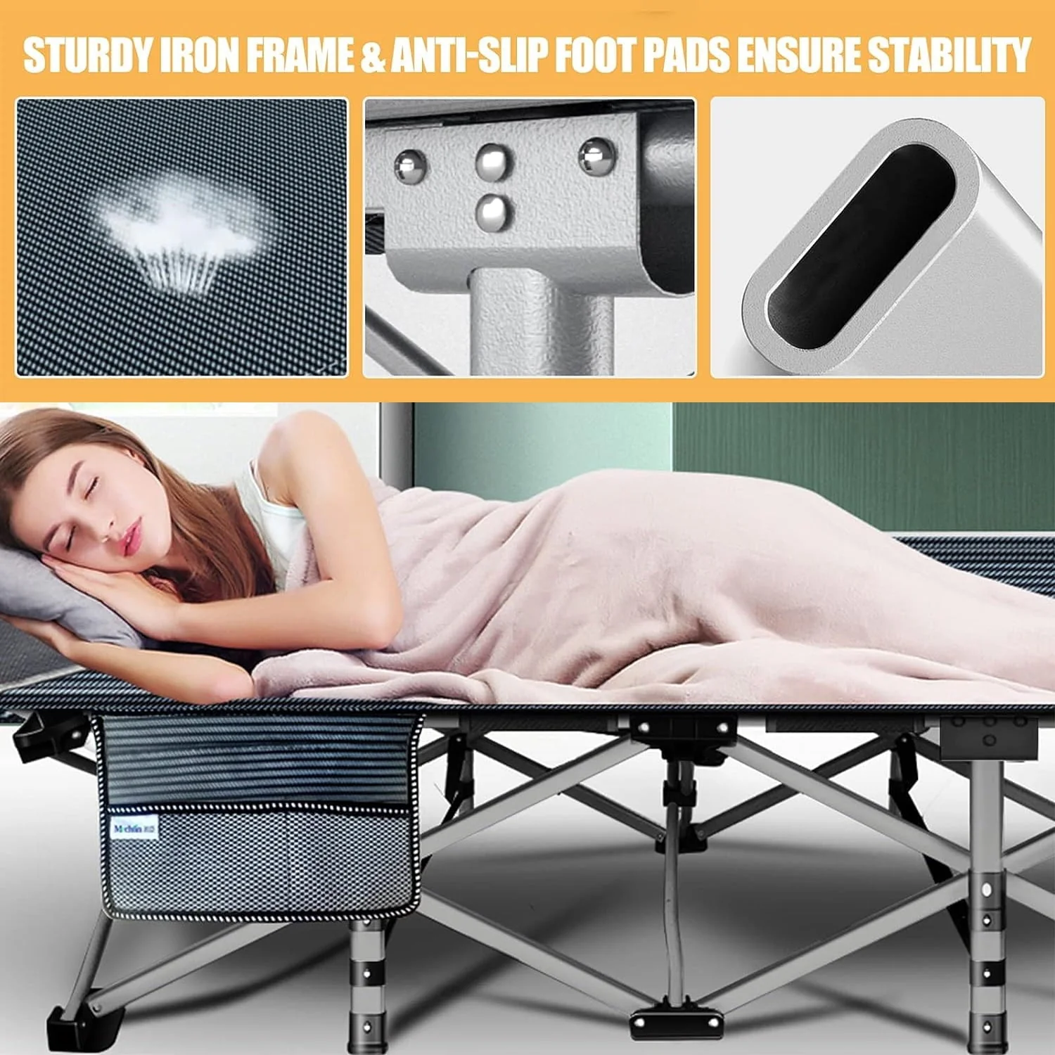 SUGIFT 2 Pack Portable Folding Beds for Adults, Heavy Duty Outdoor Bed with Carry Bag - Image 3