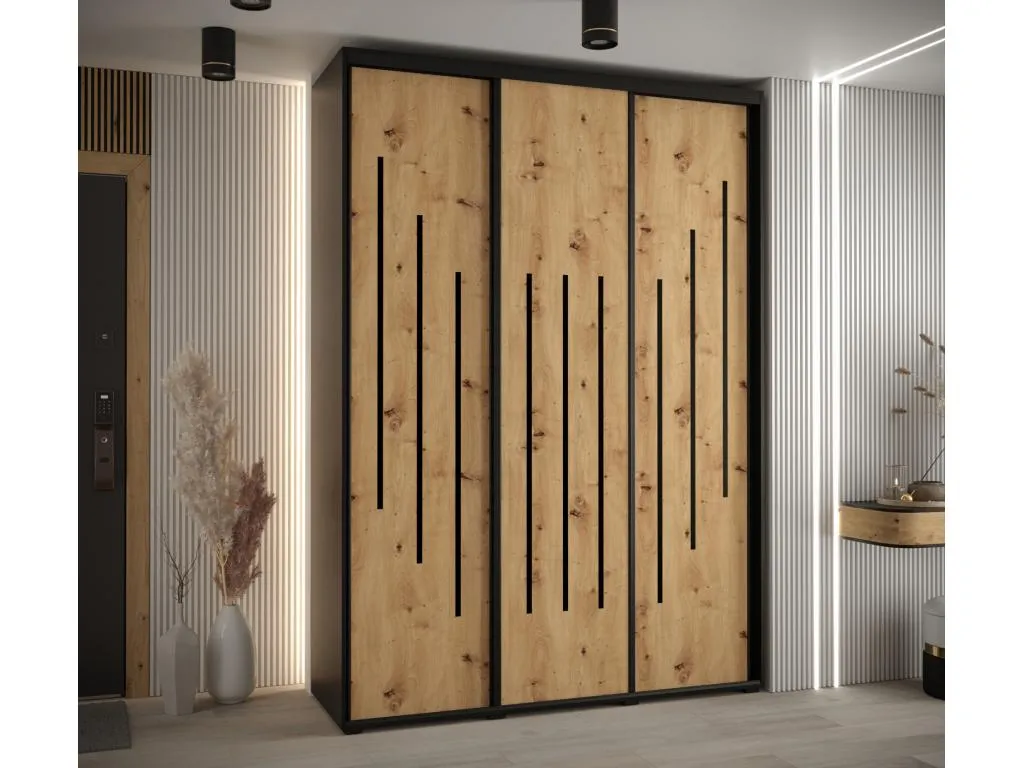 ARMARIO Patriciabaezcasa 8 DE PUERTAS CORREDERAS 235.2/180/45 3 puertas (Negro/Artisan/Negro)
