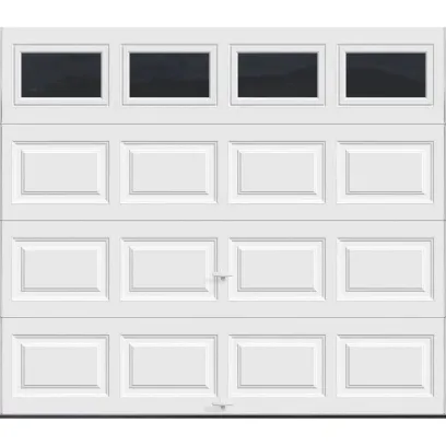 Insulated Garage Door 97 ft, R-Value 6.5, White with Plain Window