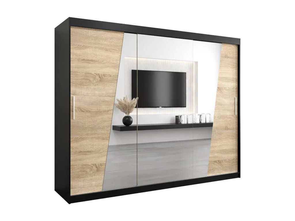 Armario Rhomb de puertas correderas 200/250/62 3 puertas (negro/Decounico)