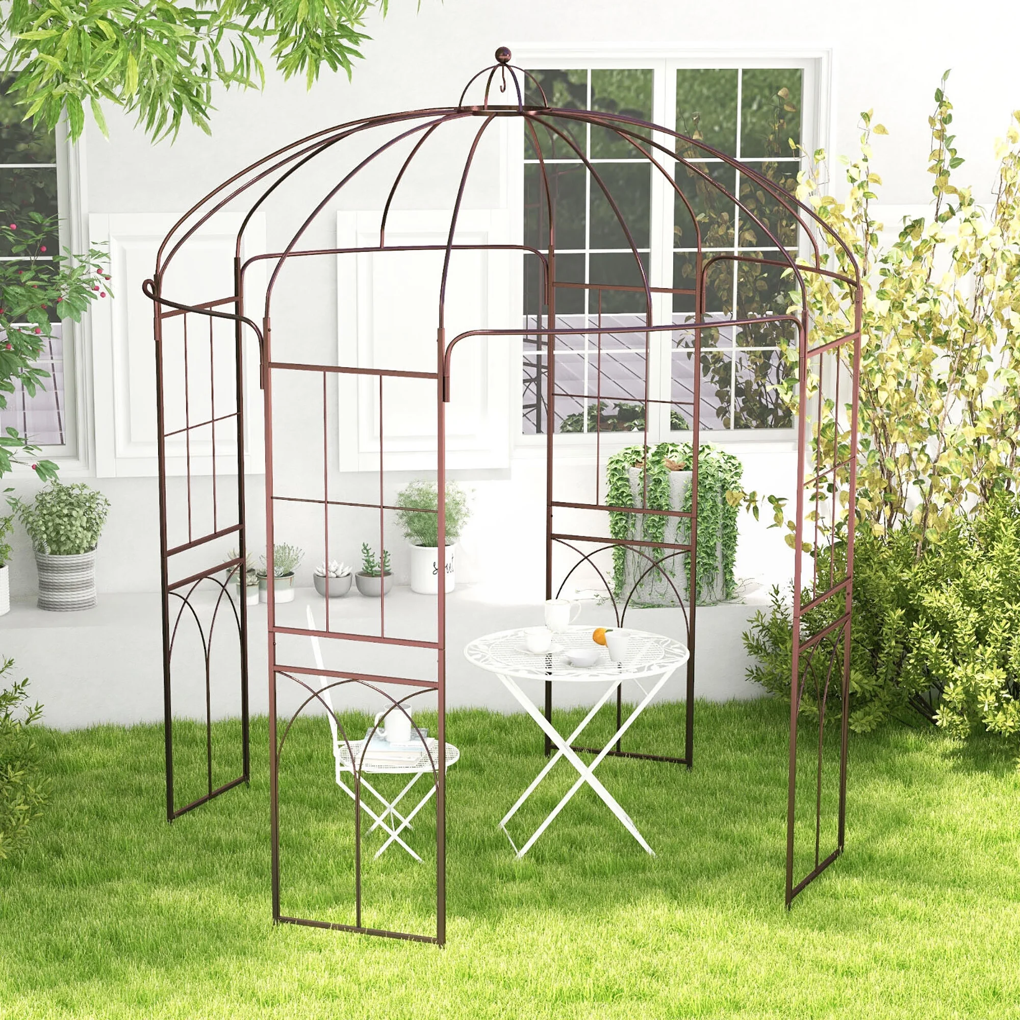 Gymax Birdcage Shape Garden Arbor Pergola Climbing Plants Stand Rack for Wedding Party - Image 9