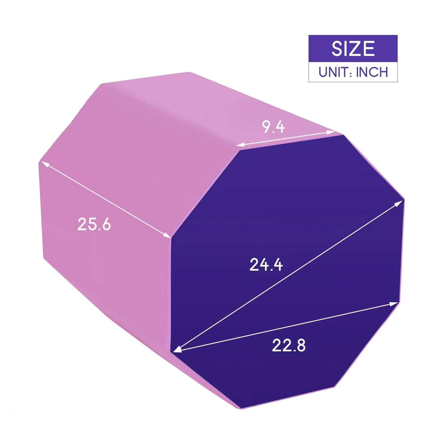 YRLLENSDAN 25x 26 inch Octagon Tumbling Mat for Gymnastics, Gymnastics Octagon Tumbler Mat Fitness Equipment Mat Home Gym, Pink - Image 2