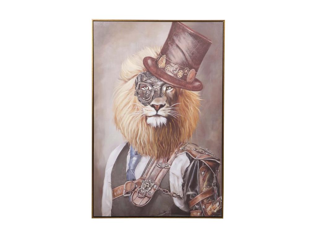 Cuadro Lionman 80% Pintado A Mano Marco 80x4x120cm