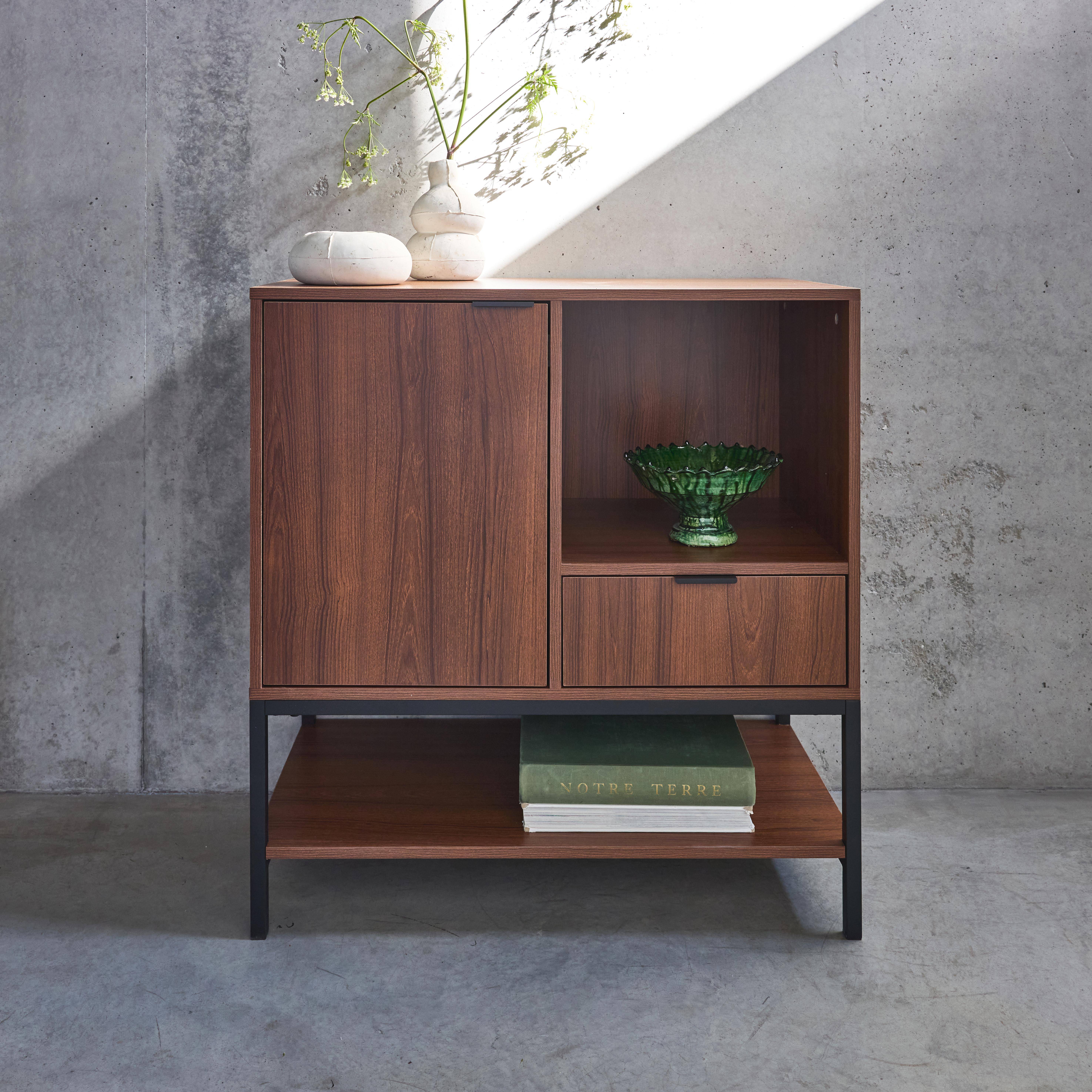 Walnut - Aparador de nogal con 1 puerta, 80cm