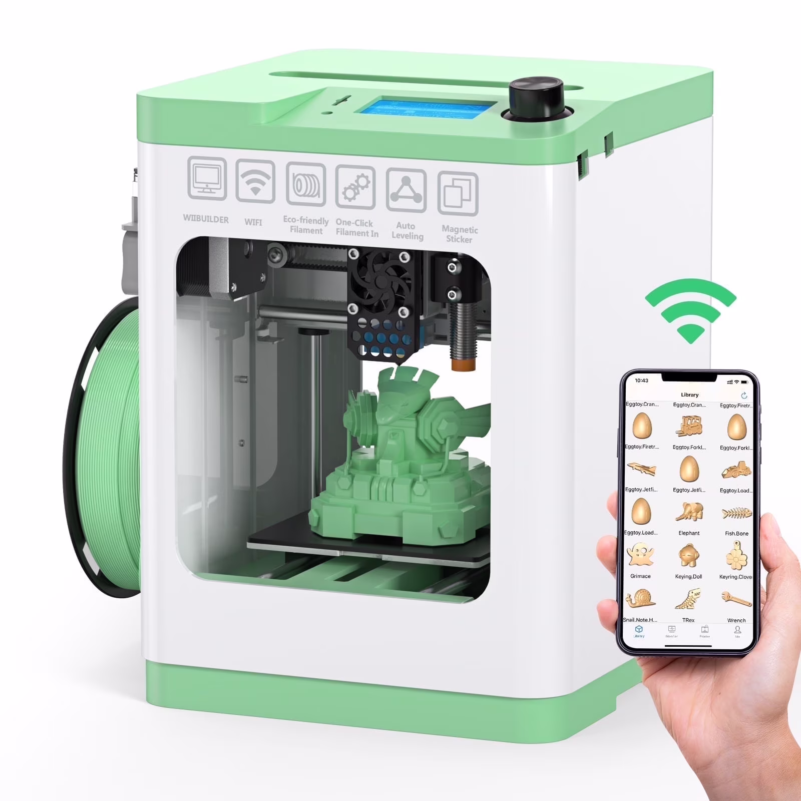 Tina2S 3D Printers with Wifi Control, Fully Assembled and Auto Leveling, Heated Plateform and LED Light, Priting Area 3.9x4.2x3.9 inches