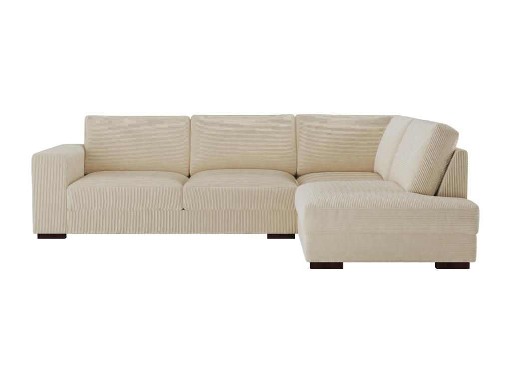 Sofá rinconera derecho de terciopelo beige acanalado