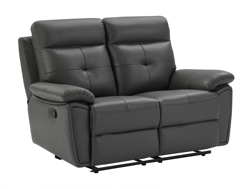 Sofá relax de 2 plazas de piel gris VINETA