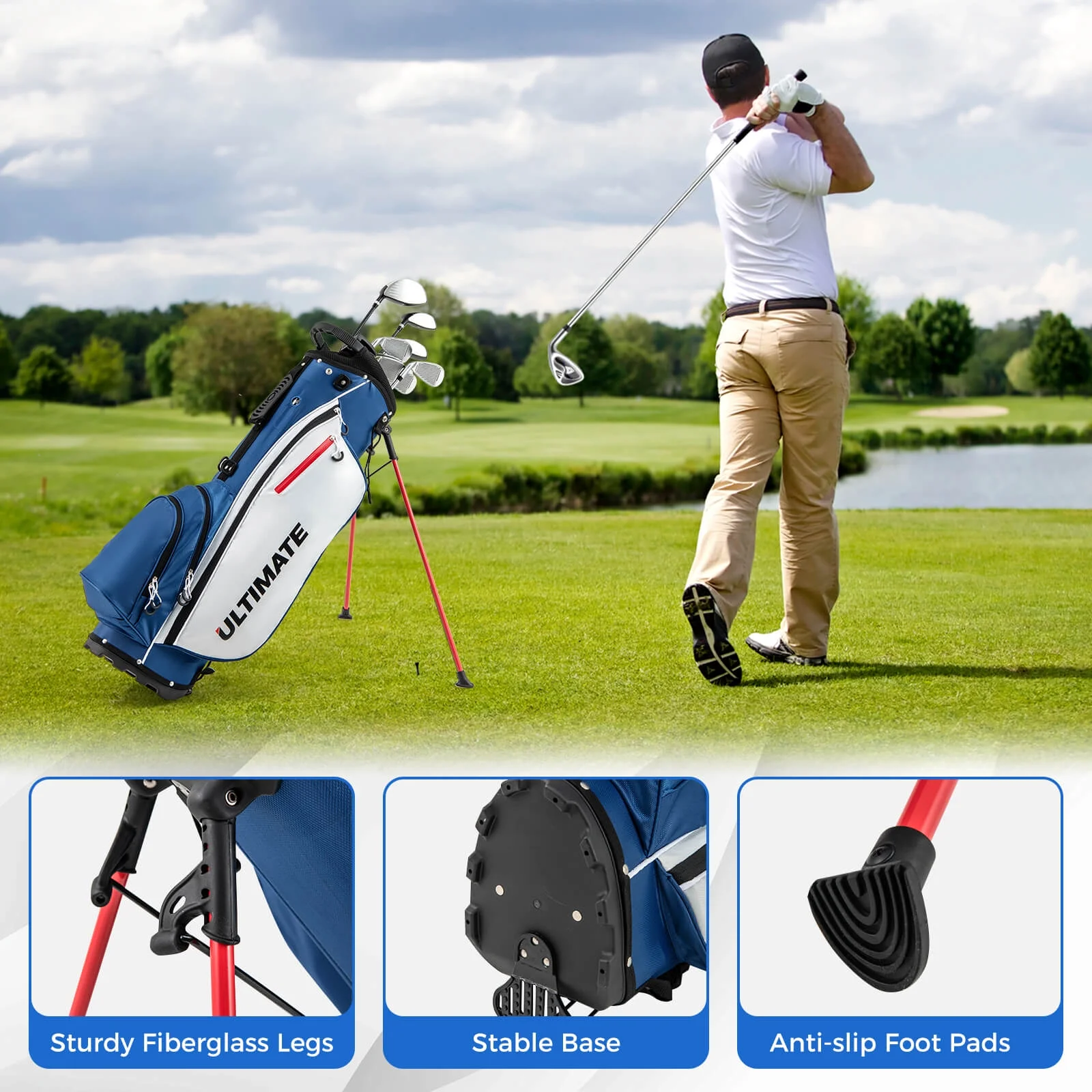 Costway Men's Complete Golf Clubs Package Set 10 Pieces Includes Alloy Driver - Image 12
