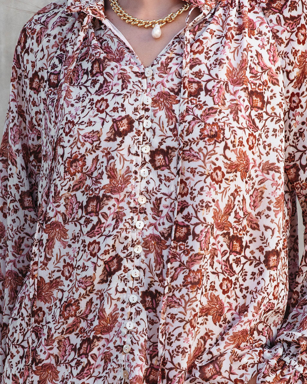 Sahara Printed Ruffle Long Sleeve Top - Se7enfashion