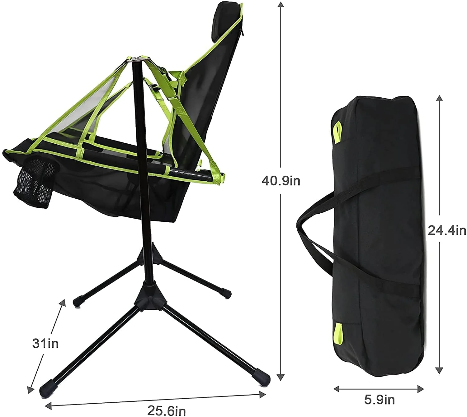 VEANERWOOD Folding Rocking Camping Chair With Pocket, Steel, 330lbs Capacity - Image 7 VEANERWOOD Folding Rocking Camping Chair With Pocket, Steel, 330lbs Capacity - Image 7