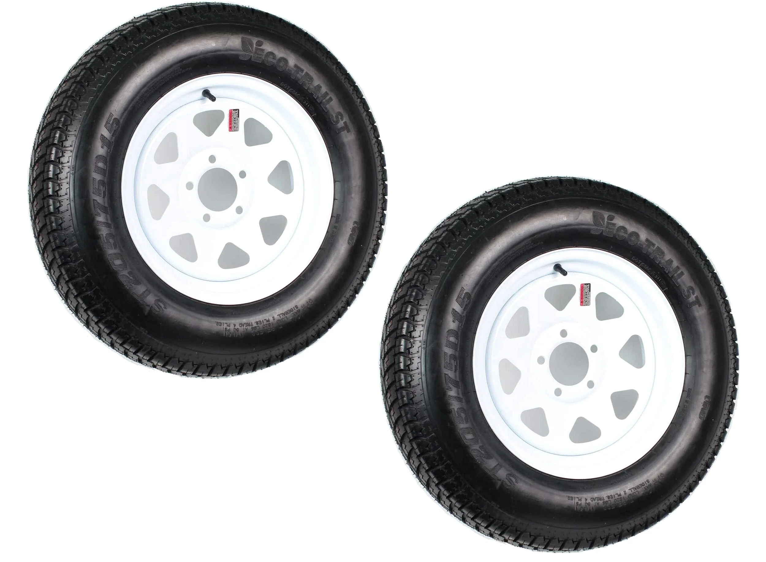 Trailer Tires On Rims ST205/75D15 Load Range C 5 Hole White Spoke - 2-Pack - Image 7 Trailer Tires On Rims ST205/75D15 Load Range C 5 Hole White Spoke - 2-Pack - Image 7