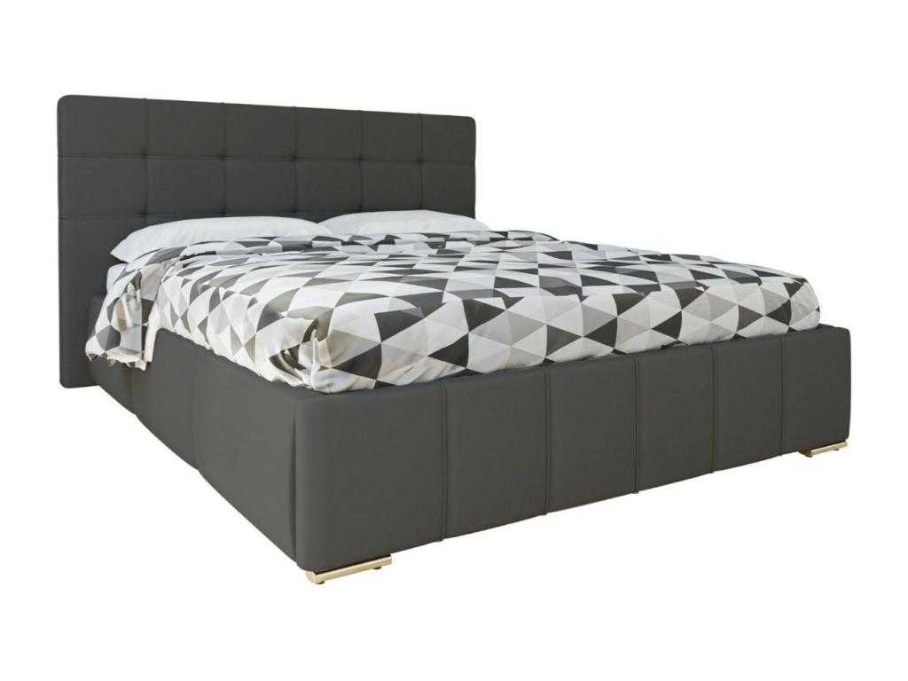 Cama Florence 100, Doble, Gris, 140x200, Cuero ecológico, Somieres, 158x216x105cm