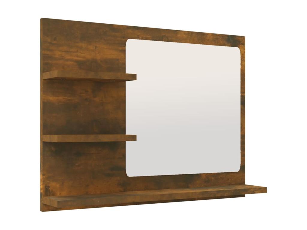 Espejo de baño madera contrachapada roble ahumado 60x10,5x45 cm