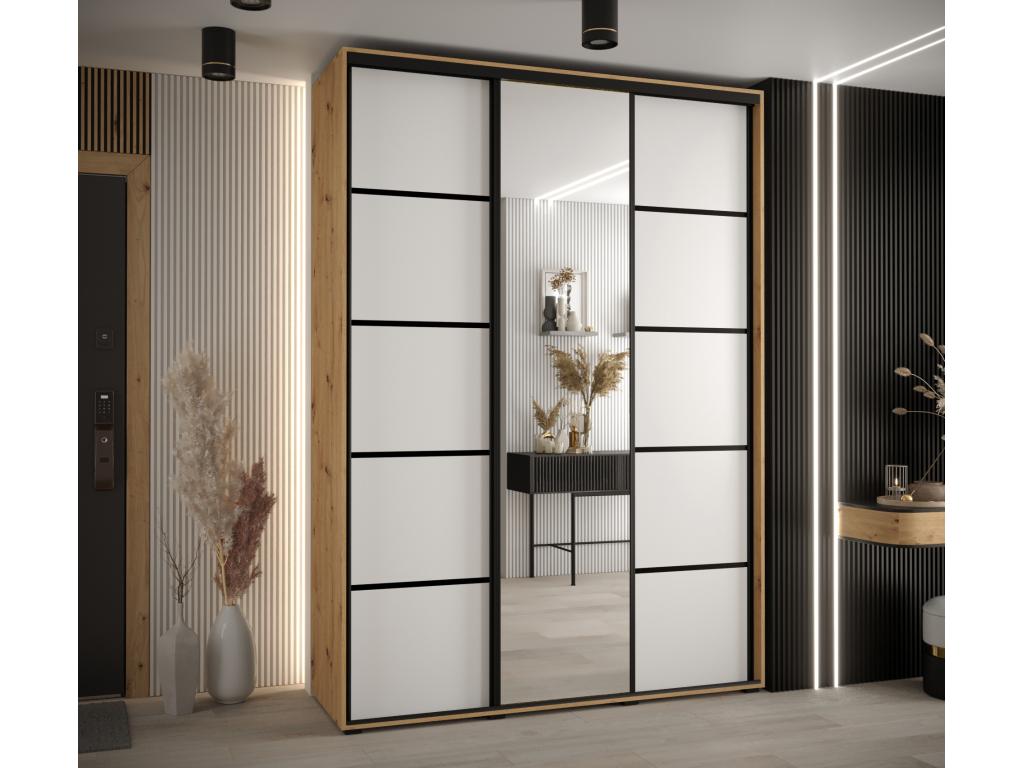 ARMARIO Nestleare 5 DE PUERTAS CORREDERAS 235 - 2/180/45 3 puertas Artisan/Blanco/Negro