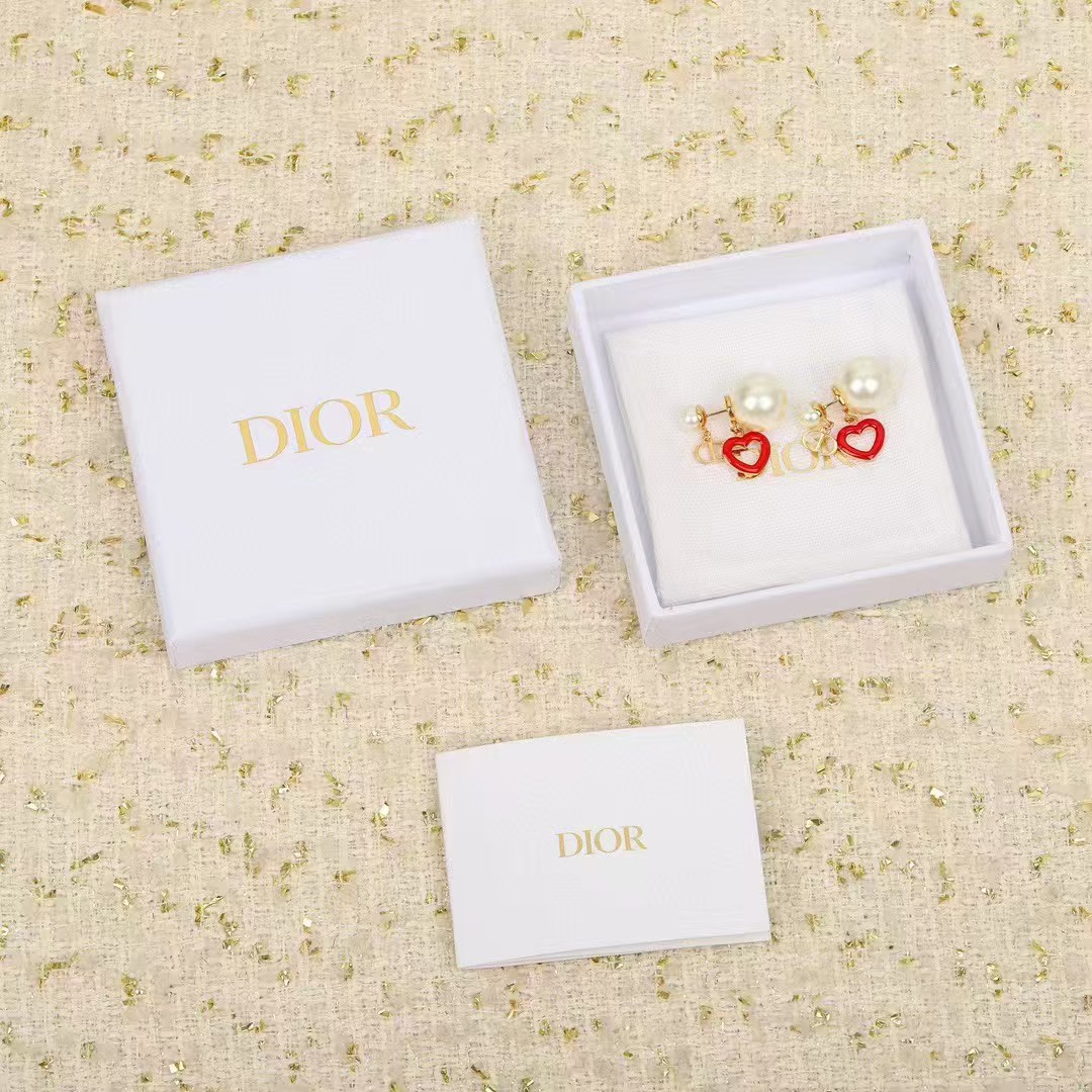 Dior CD Heart Drop Front Back Pearl Stud Earring - Original Replica Club