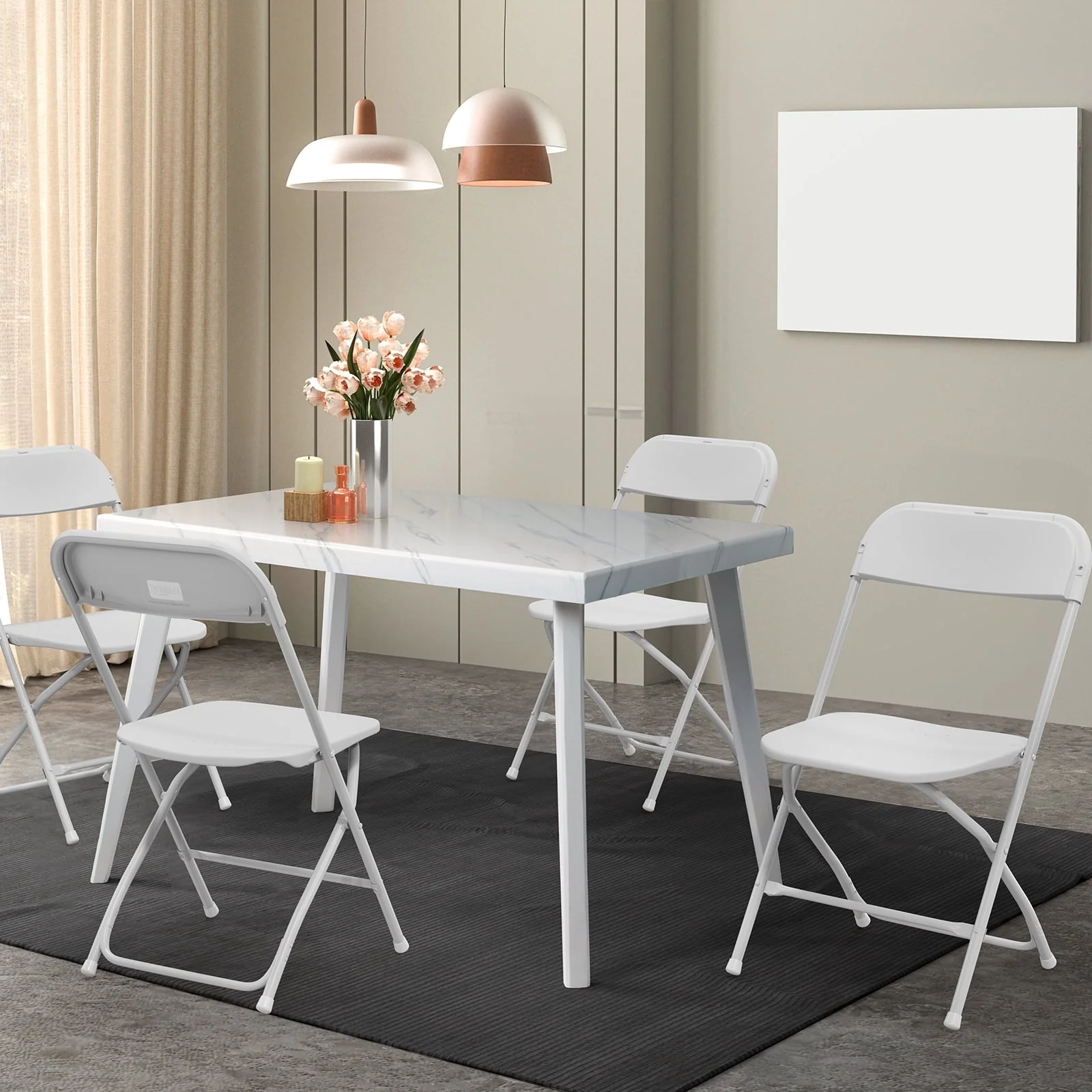 VINGLI 10 Pack White Plastic Folding Chair, Indoor Outdoor Stackable Seat - Image 8