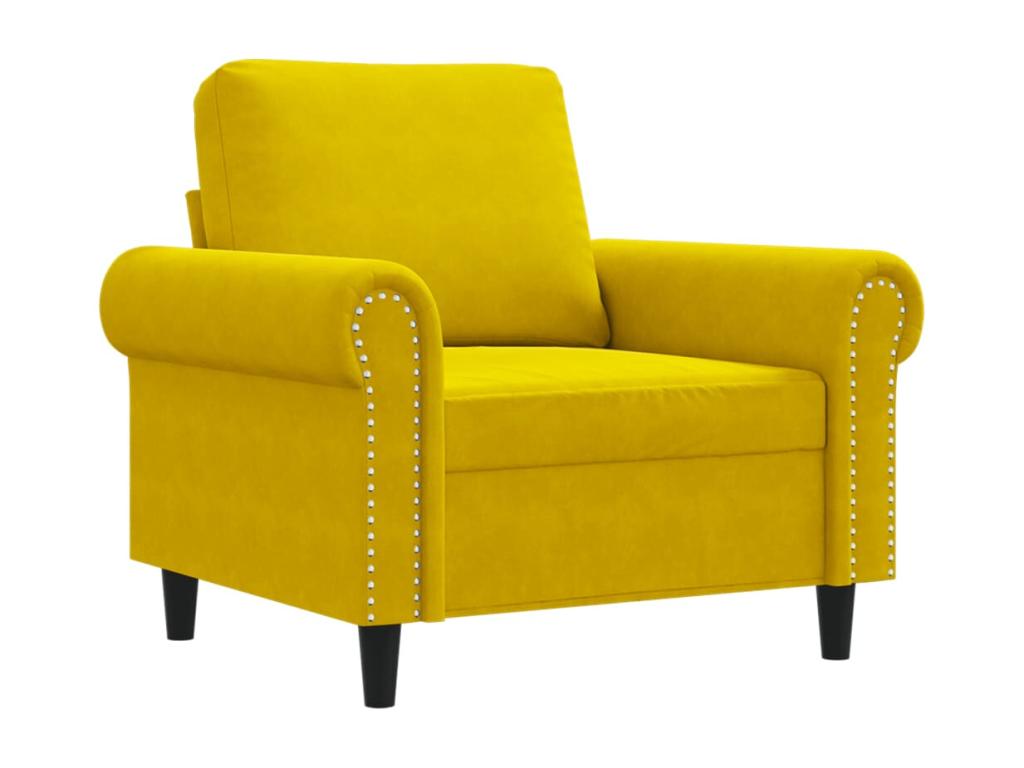Sillón de terciopelo amarillo 60 cm