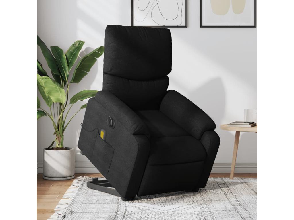 Sillón de masaje eléctrico reclinable elevable tela negro