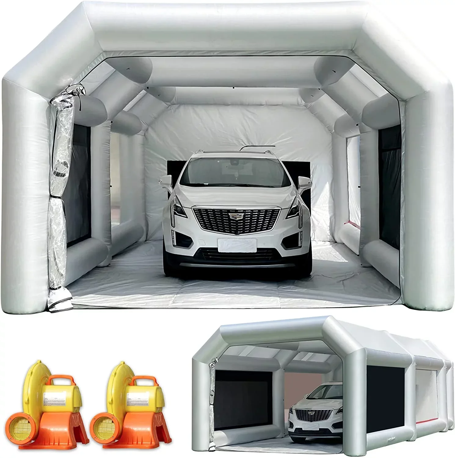 WARSUN Inflatable Paint Booth With Air Filter System, 28X15X10Ft, 950W+750W Blowers WARSUN Inflatable Paint Booth With Air Filter System, 28X15X10Ft, 950W+750W Blowers