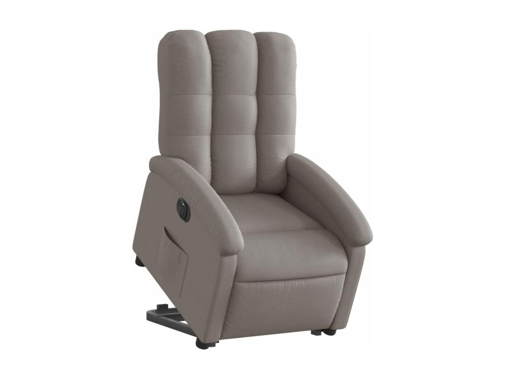 Sillón eléctrico reclinable elevable de tela gris taupe