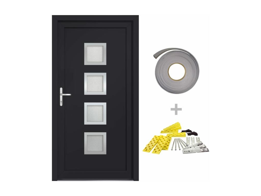 Puerta de entrada antracita 108x200 cm PVC