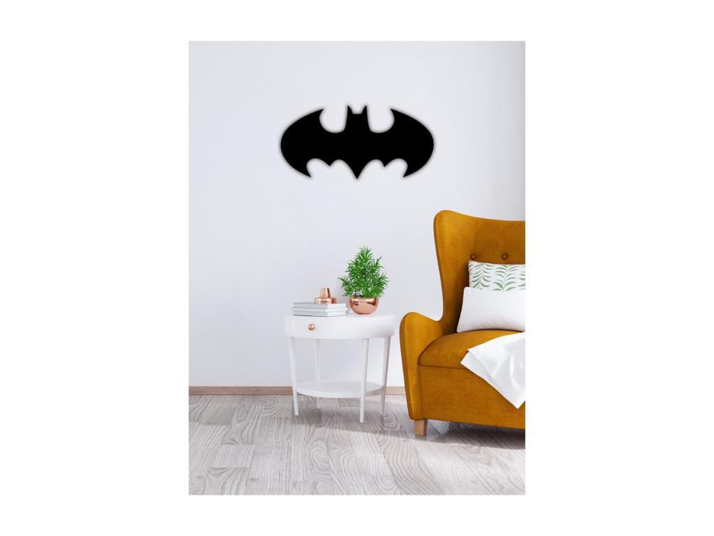 Decoración de Metal Batman 1, Negro, 63x1,5x30 cm, Laocacasas
