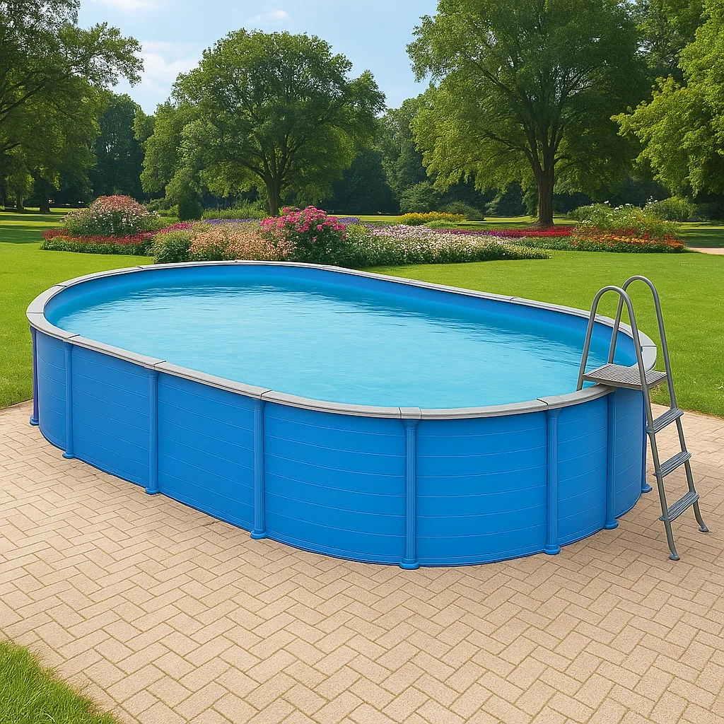 Piscina tubular ovalada 472x286x104 cm, color azul/gris, ideal para adultos THexRBn147Qw