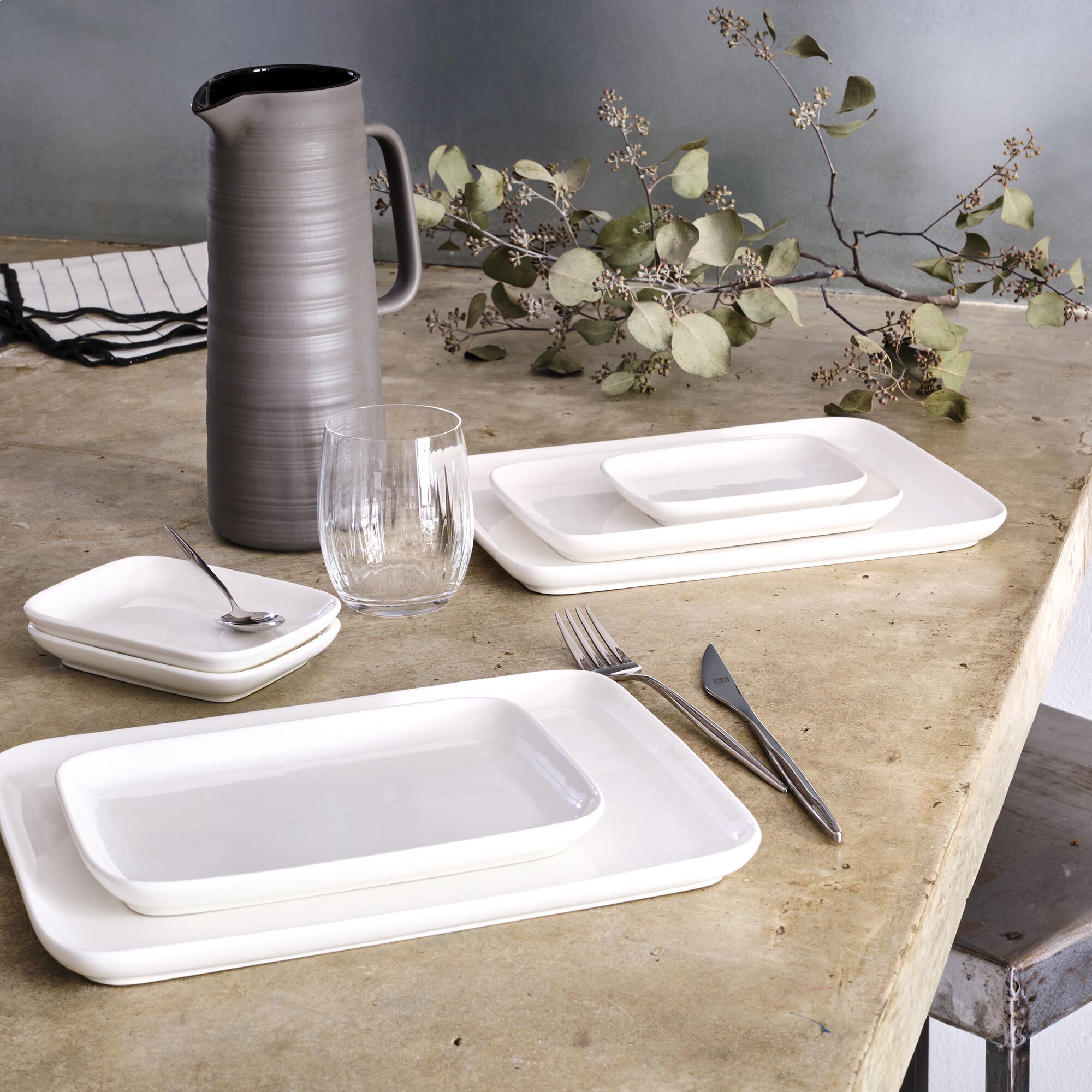 RECTO - Service de vaisselle en porcelaine - blanc