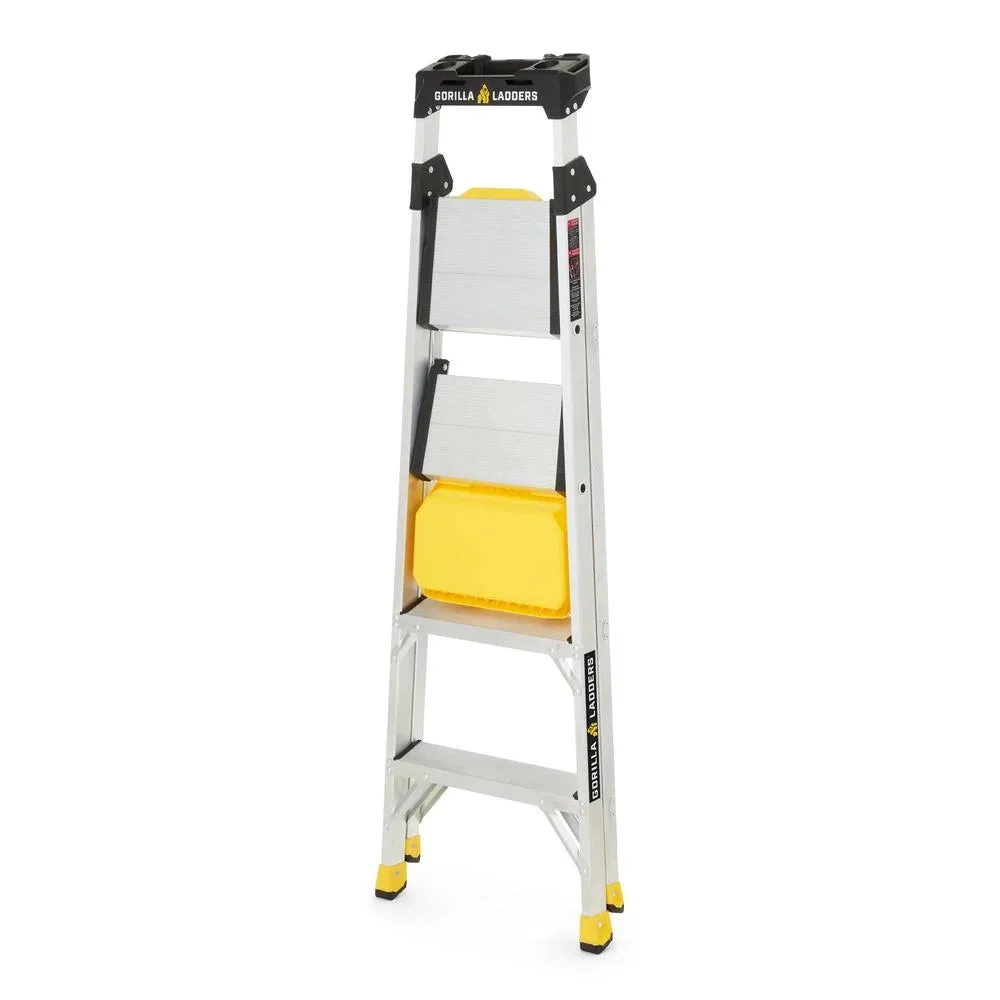 Gorilla Ladders Aluminum Dual Platform Ladder With Project Bucket, 5.5 Ft, 300 Lb Capacity - Image 4 Gorilla Ladders Aluminum Dual Platform Ladder With Project Bucket, 5.5 Ft, 300 Lb Capacity - Image 4