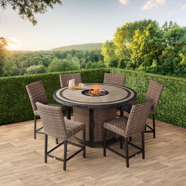 WAYFAIR Today Only $199"Agio Anderson 7-Piece Fire Outdoor Dining Set