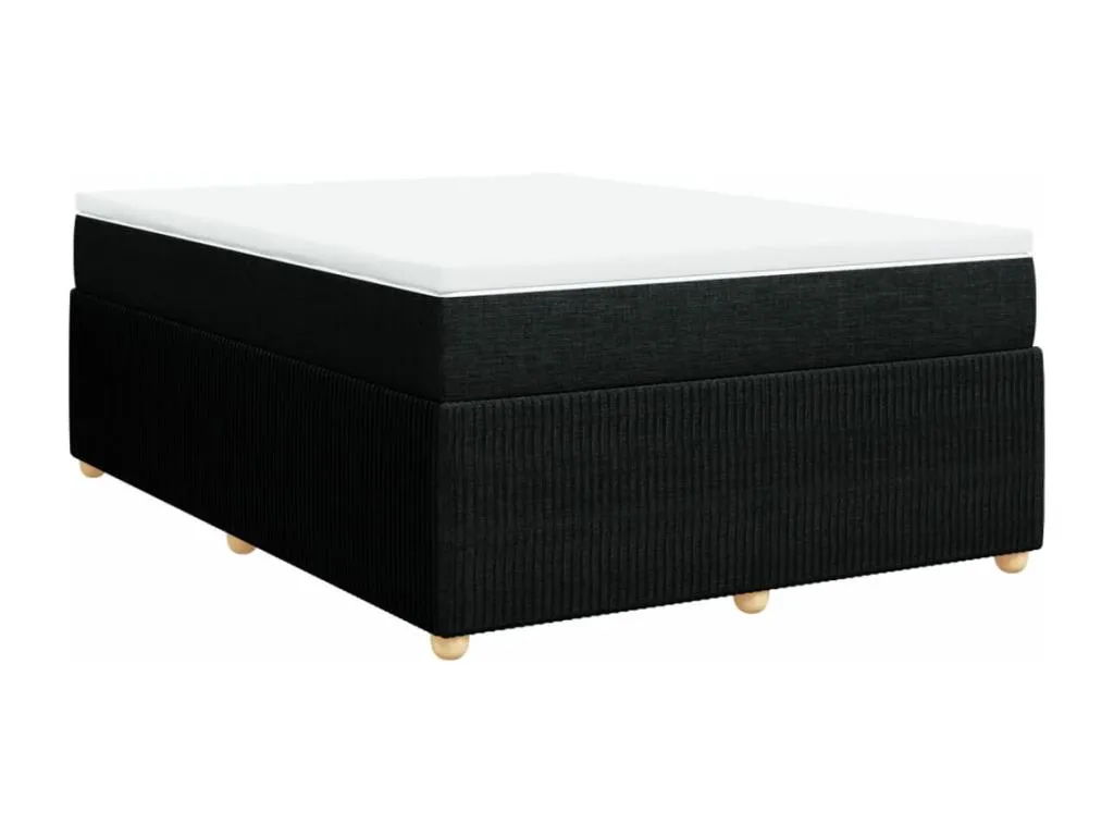 Cama box spring con colchón tela negro 140x190 cm arr3519067