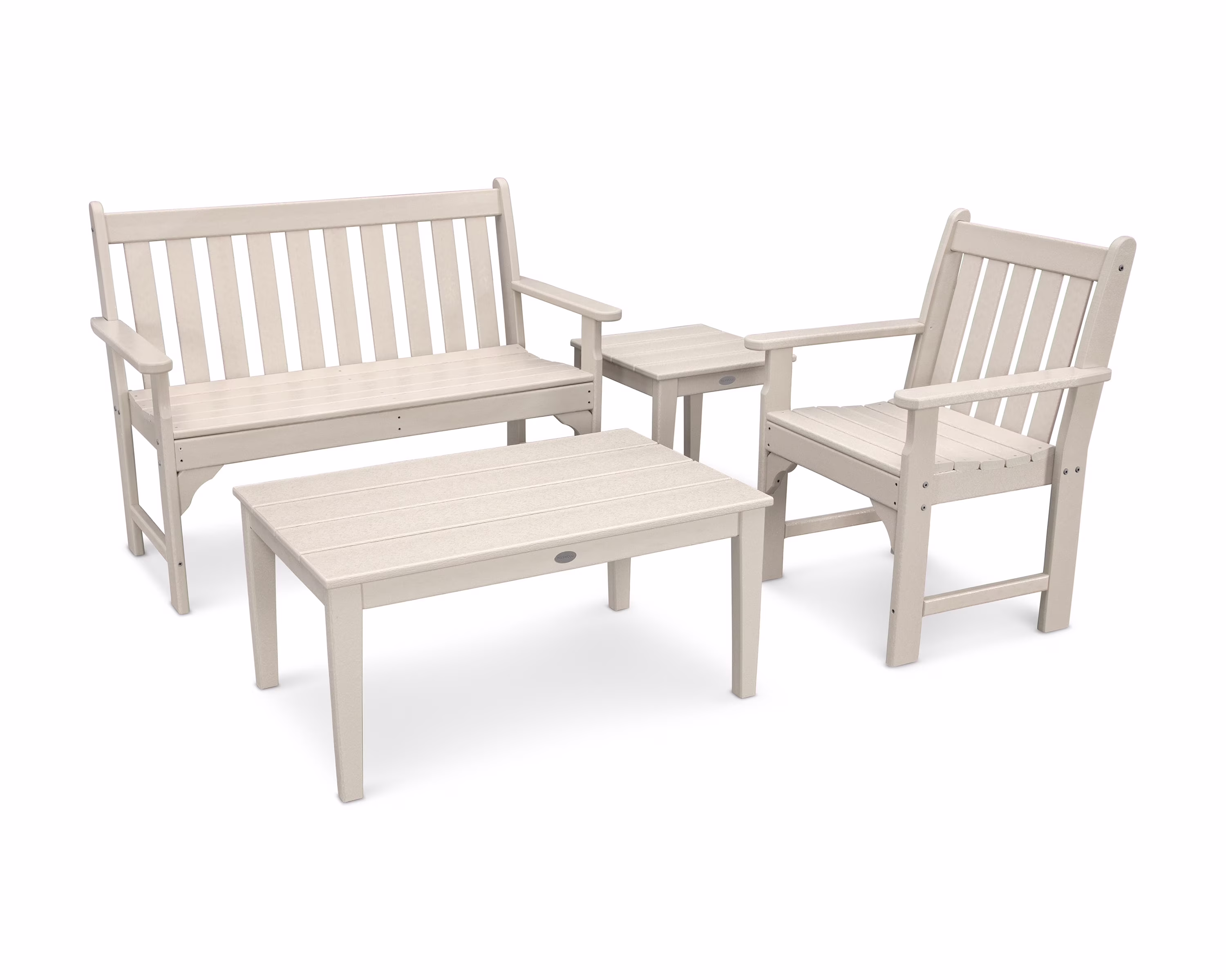 POLYWOOD Vineyard 4-Piece Bench Seating Set in Slate Grey - Image 2