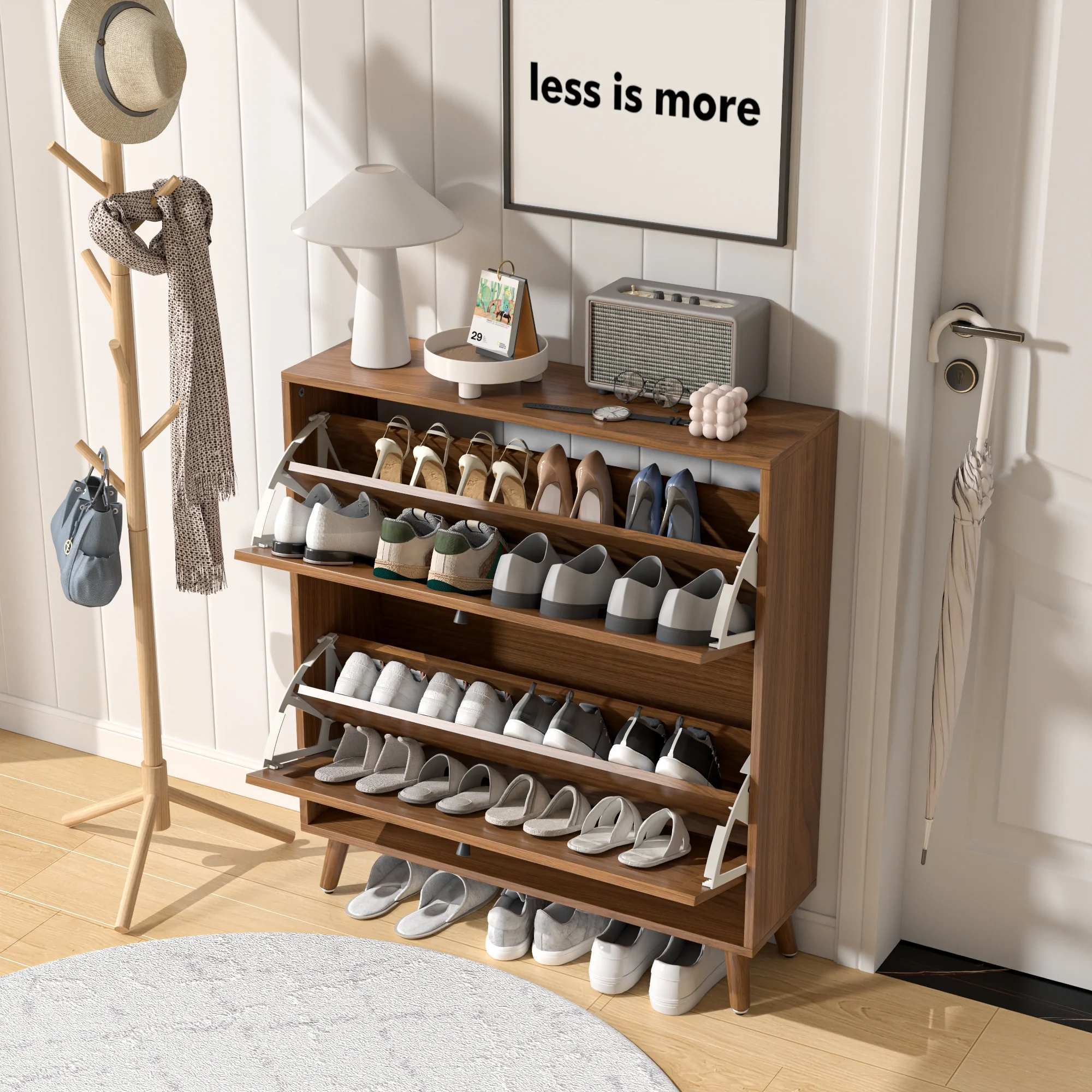 Shoe Storage Cabinet with 2 Flip Drawers, Modern Shoe Cabinet Storage for Entryway, Entryway Shoe Storage - Image 2