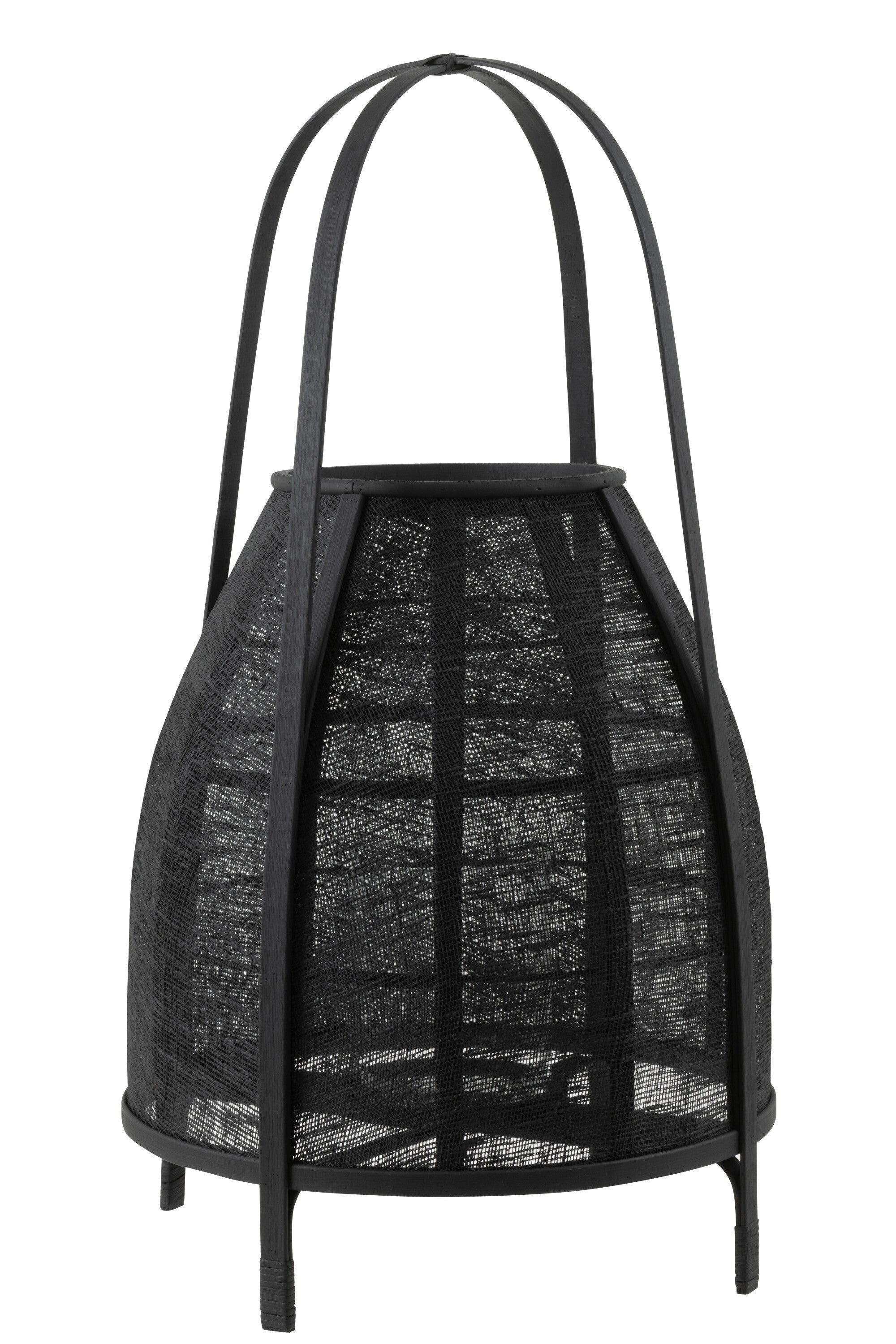 J-Line lantaarn Kap - bamboe - zwart - large