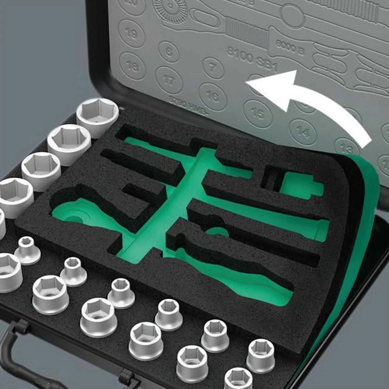 Wera Metric 1/4 in Drive Speed Ratchet Set, 42-Piece - Zyklop - Image 2 Wera Metric 1/4 in Drive Speed Ratchet Set, 42-Piece - Zyklop - Image 2