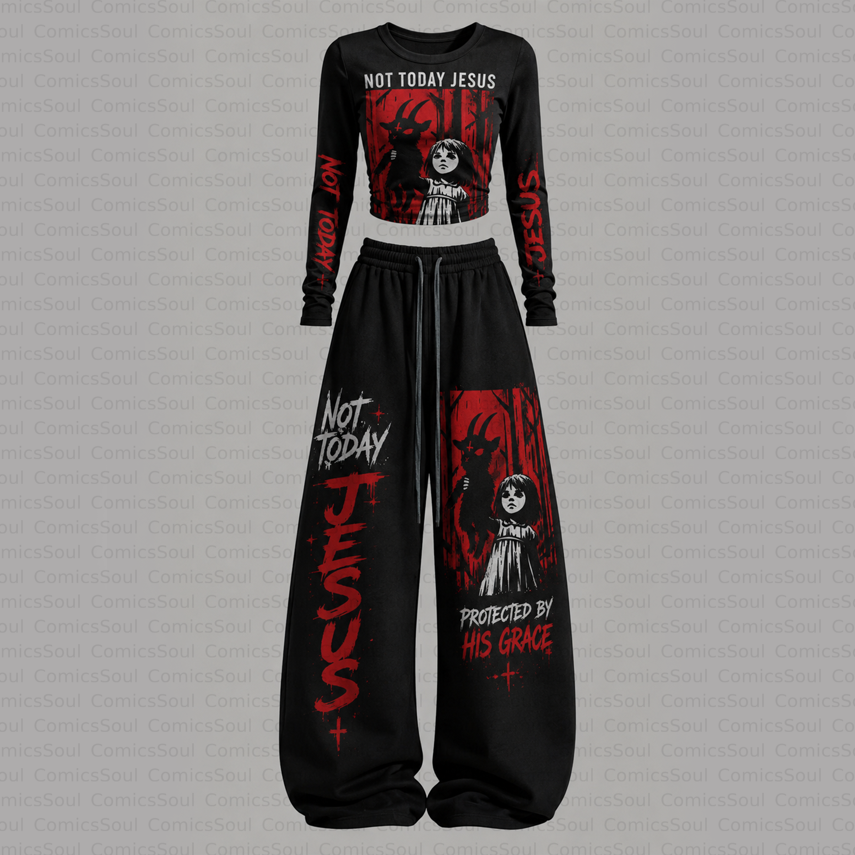 Jesus Series Long-Sleeve Top and Elastic Pants Set 3051043 TeeThreads Sustain the Scene with Custom Apparel
