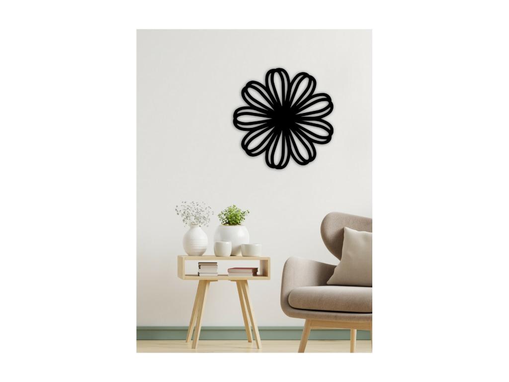 Decoración de Metal Flor 7, Negro, 50x3x50 cm, Hogarmagic