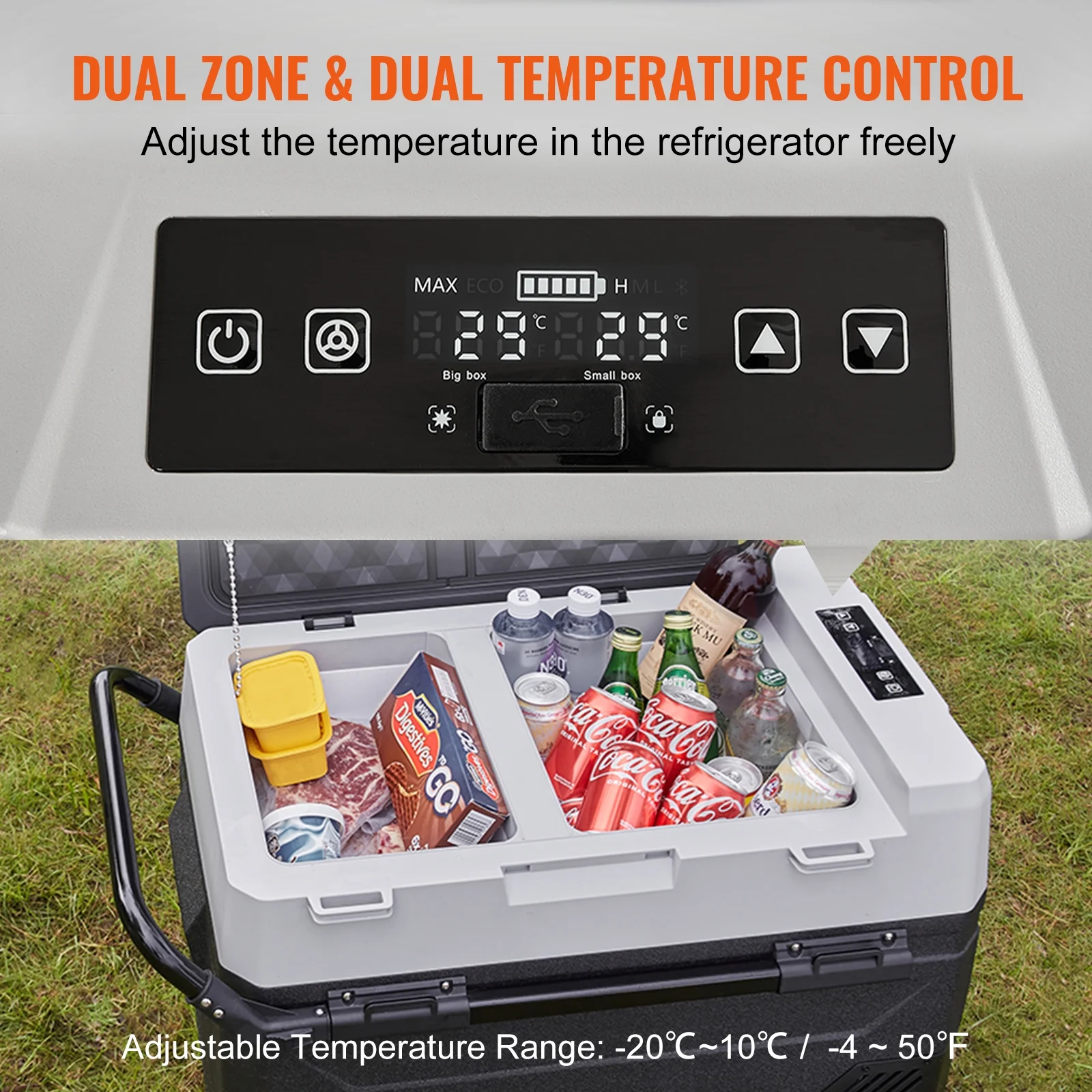 VEVOR Car Refrigerator 48Qt, Dual Zone Car Fridge Freezer12/24V DC & 110-240V AC Electric Compressor Cooler for Truck Vehicle RV - Image 25