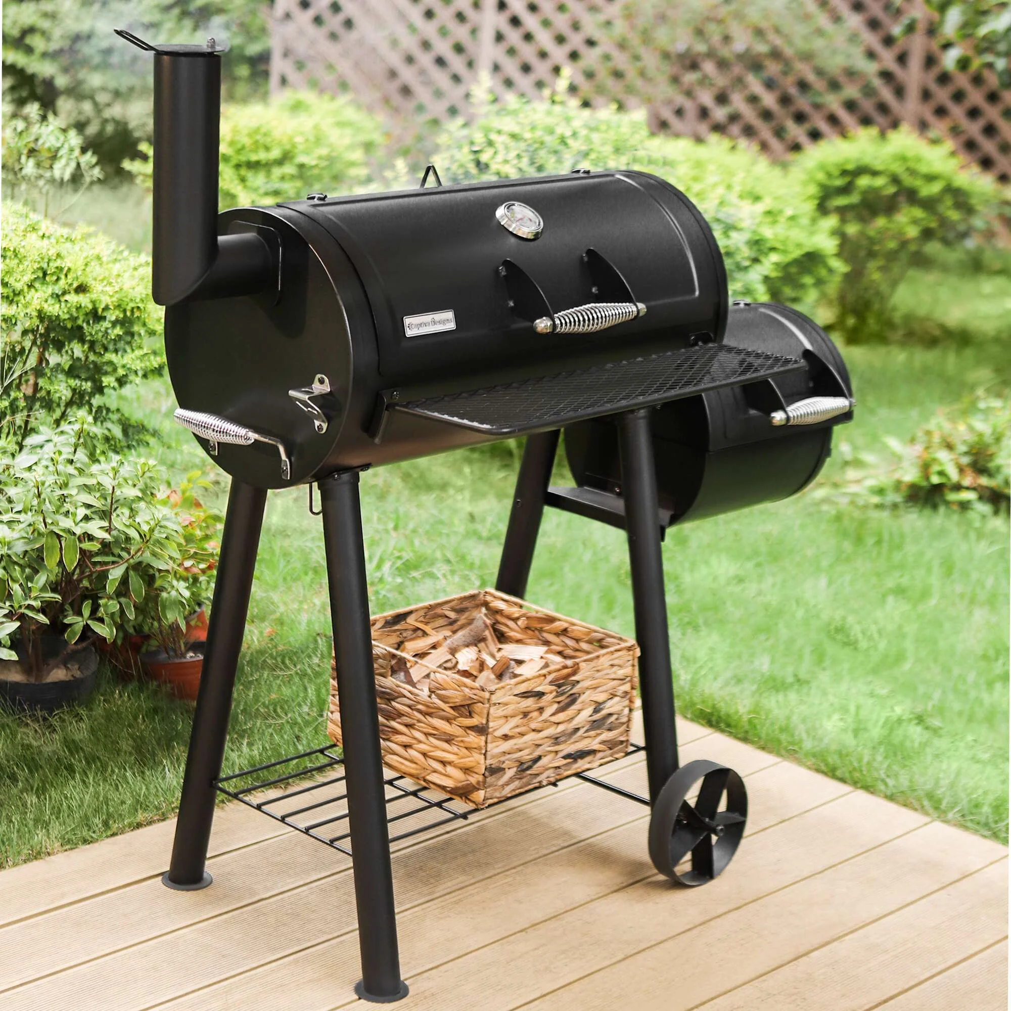 Summit Living Charcoal Grill with Offset Smoker 941 sq.in. Extra Large BBQ Grill Black - Image 14