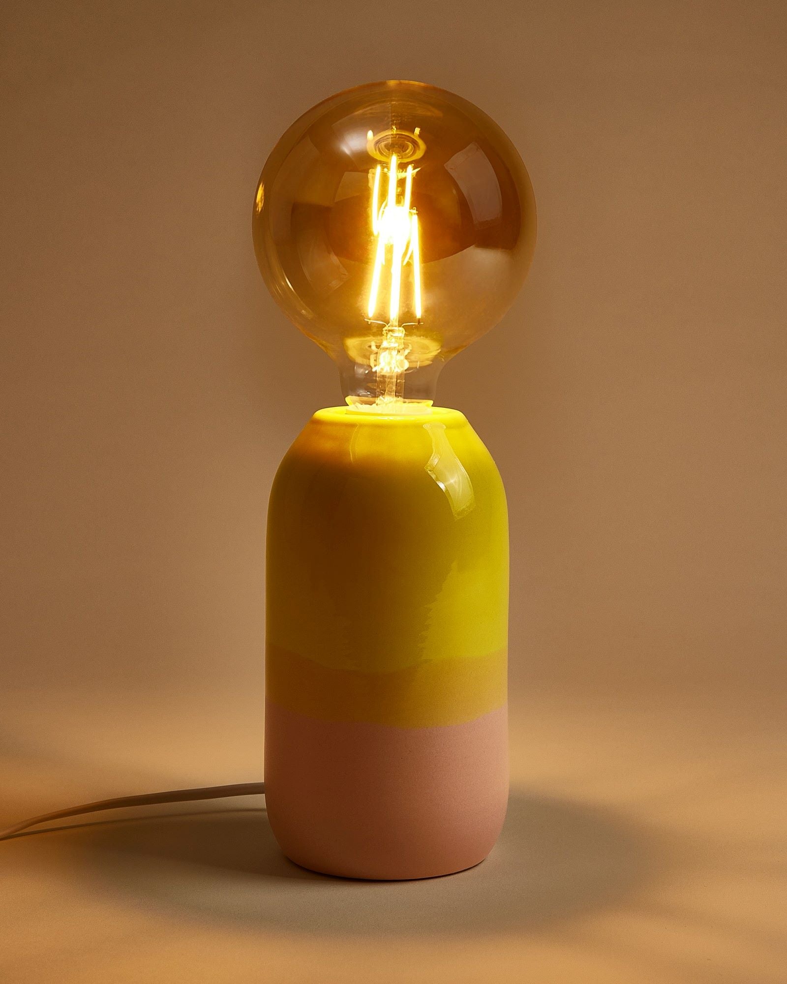 Farol Keramiklampe gelb rosé