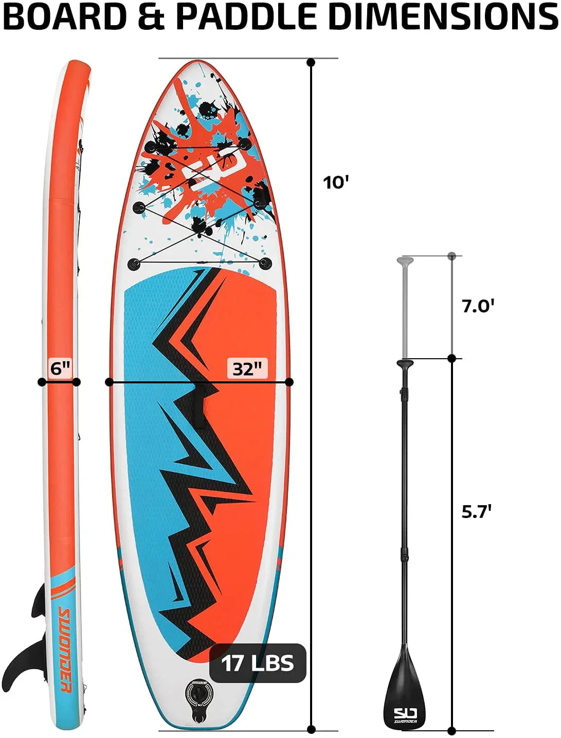 Swonder Inflatable Stand Up Paddle Board 10' x 32" x 6" - Paddle, Pump, Leash And Backpack - Image 5 Swonder Inflatable Stand Up Paddle Board 10' x 32" x 6" - Paddle, Pump, Leash And Backpack - Image 5