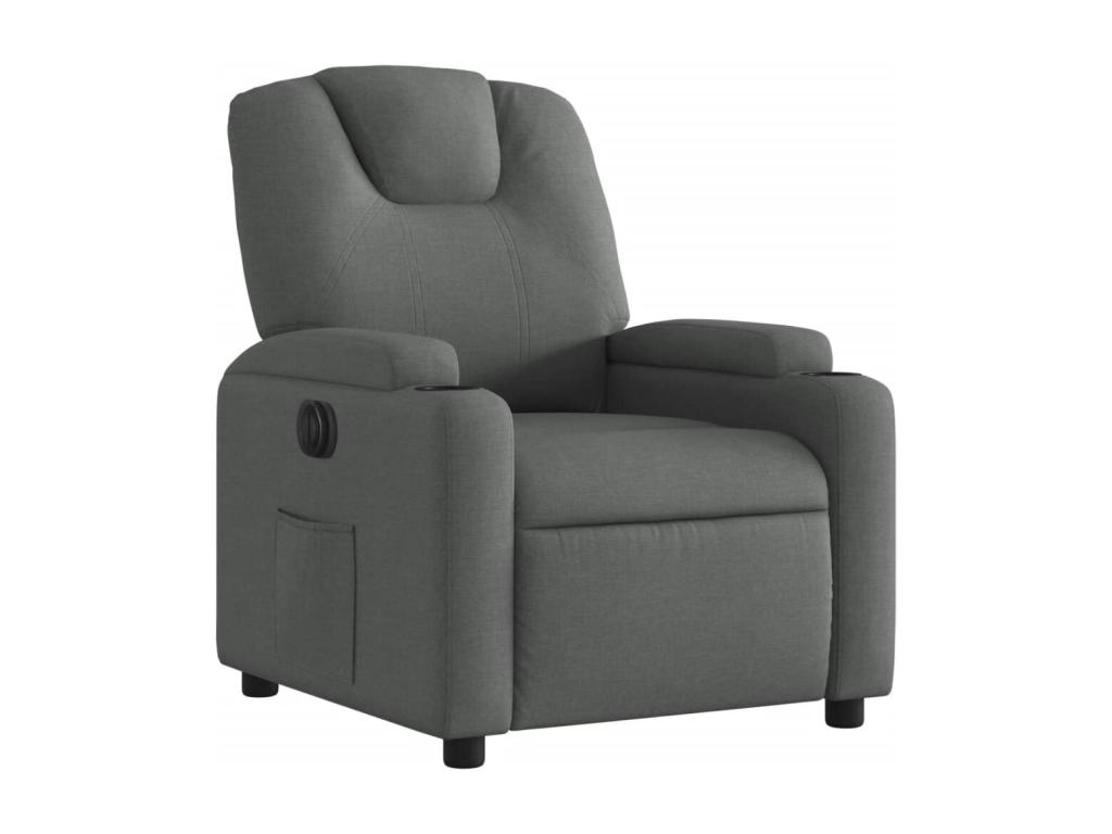 Sillón reclinable eléctrico de tela gris oscuro
