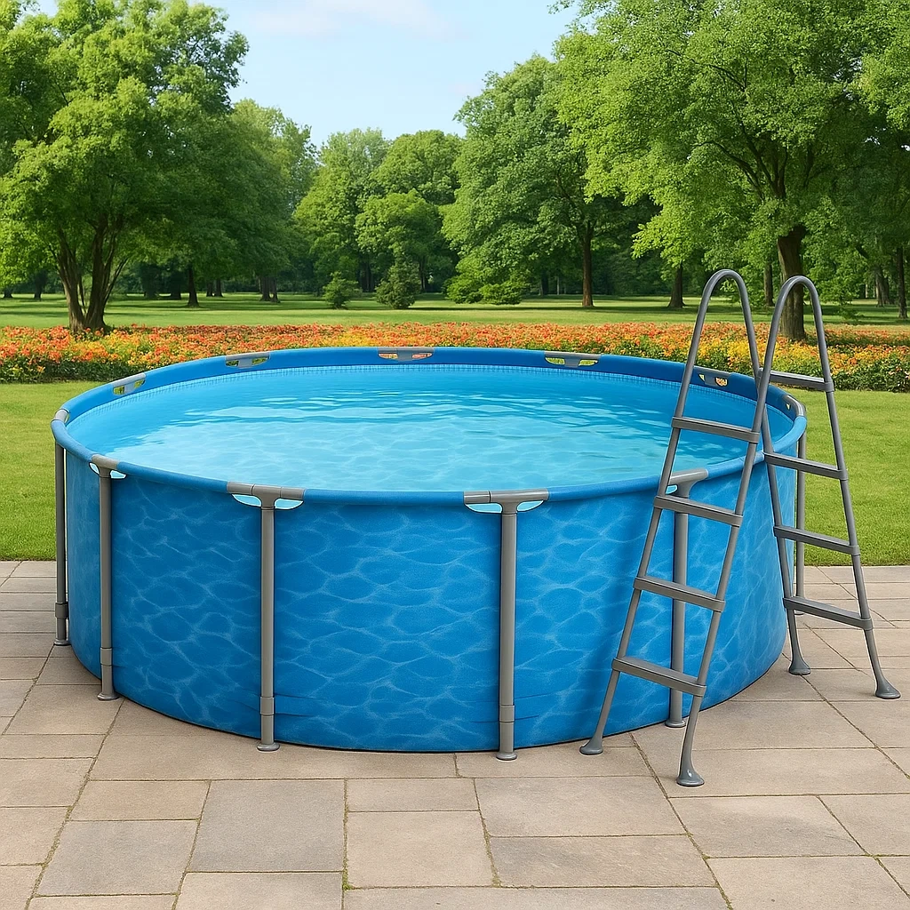 Piscina tubular redonda desmontable 298x96 cm Color azul con filtro y escalera OXVHYJL254Ei