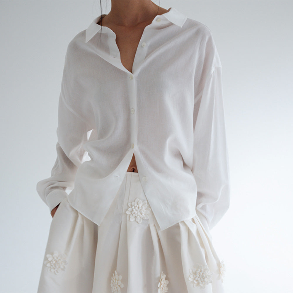 The Loom - Chemise Sheer Splitneck - Beige Clair