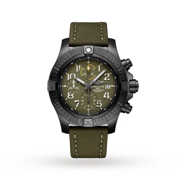 Breitling Avenger Men Automatic Green Leather Watch V13317101L1X2