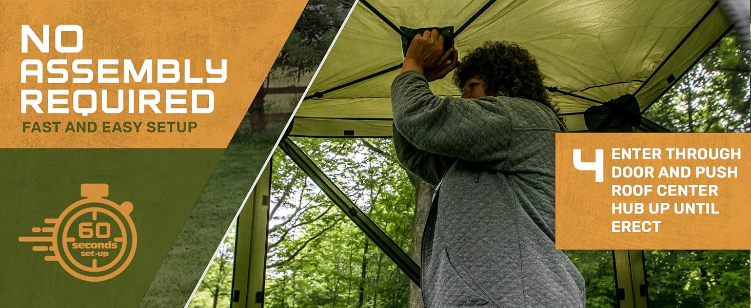 CLAM Quick-Set Venture 9 x 9 Ft Portable Outdoor Camping Canopy Shelter, Tan