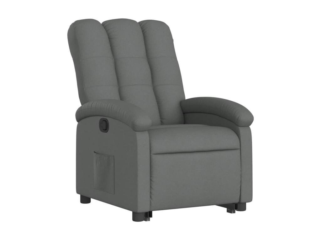 Sillón reclinable elevable de tela gris oscuro