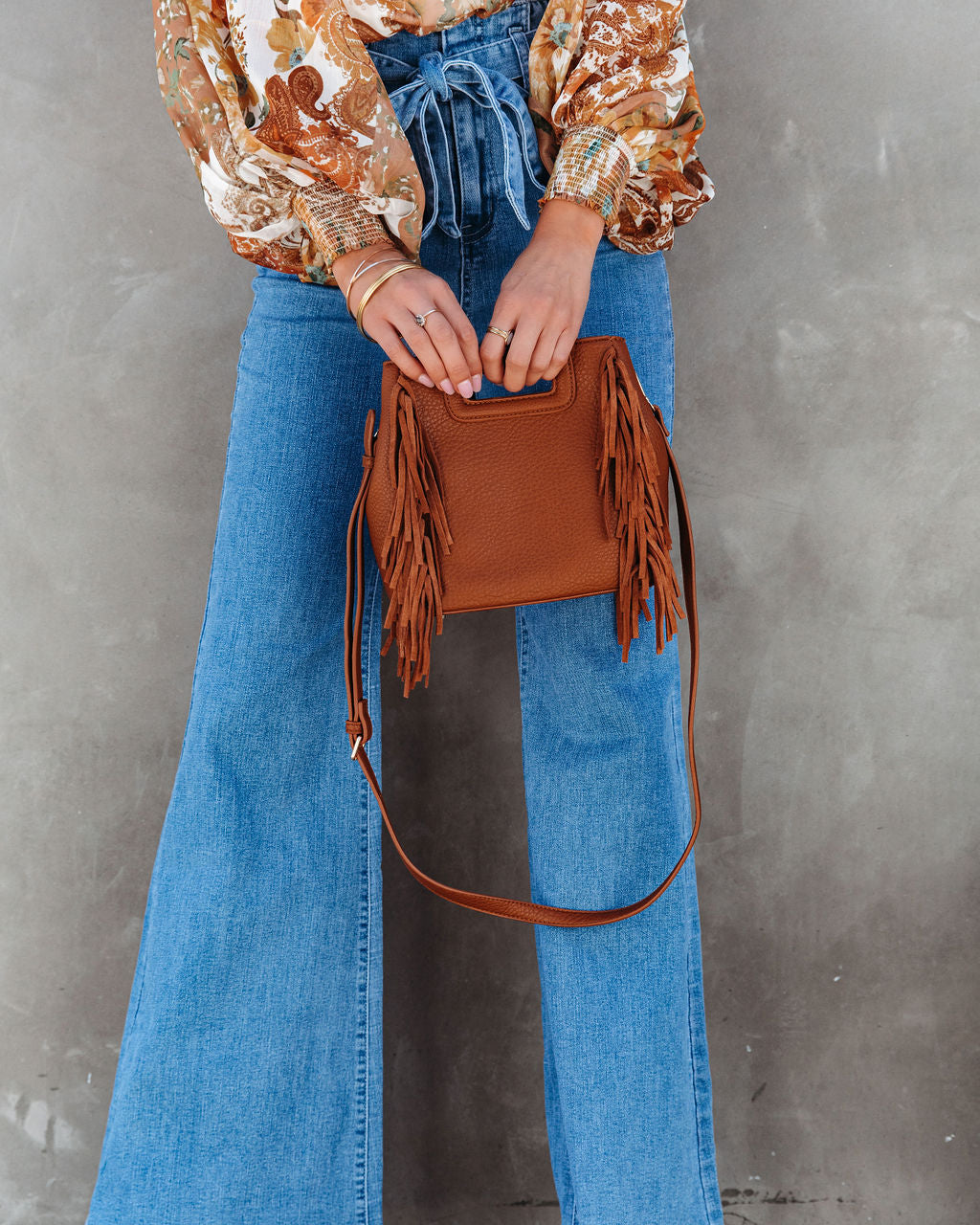 Aria Fringe Crossbody Bag - Tan - Se7enfashion