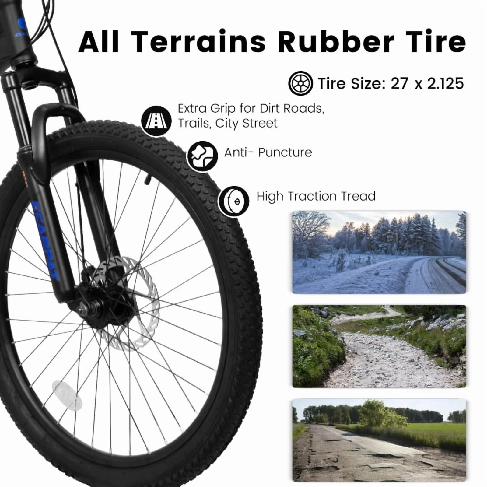 A2760 27.5 Inch Full Suspension Mountain Bike, Front and Rear Dual Shock Absorbers, Mechanical Disc Brakes, 21-Speed, Suitable for Men and Women, Ideal for Travel and Fitness Enthusiasts - Image 2